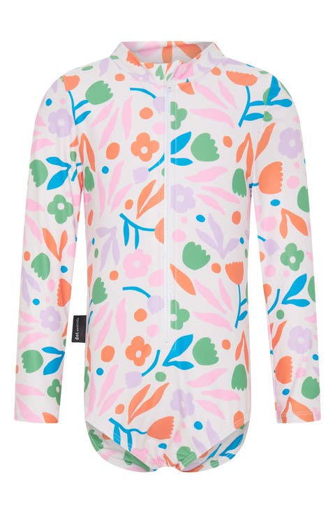 Kids' Floral Print Half-Zip Rashguard (Toddler, Little Kid, & Big Kid)