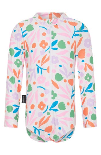 DOT AUSTRALIA DOT AUSTRALIA KIDS' FLORAL PRINT HALF-ZIP RASHGUARD
