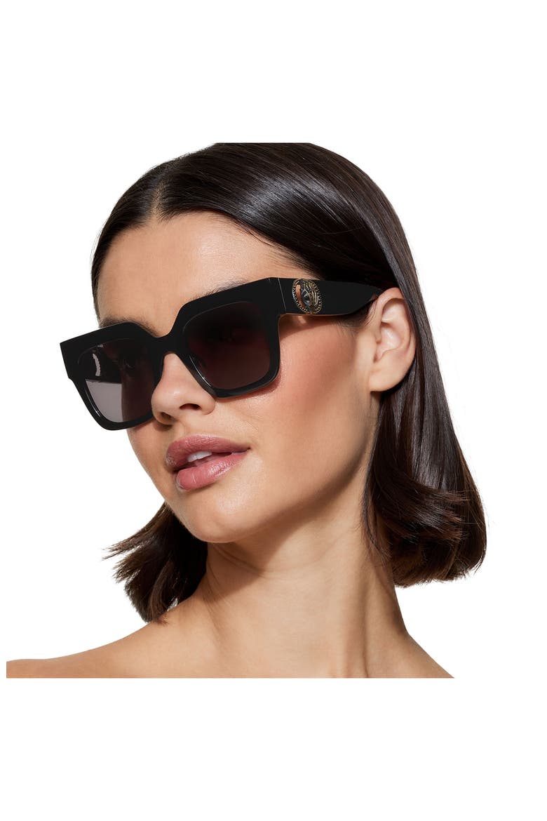 50mm Square Sunglasses, Alternate, color, BLACK/ SMOKE