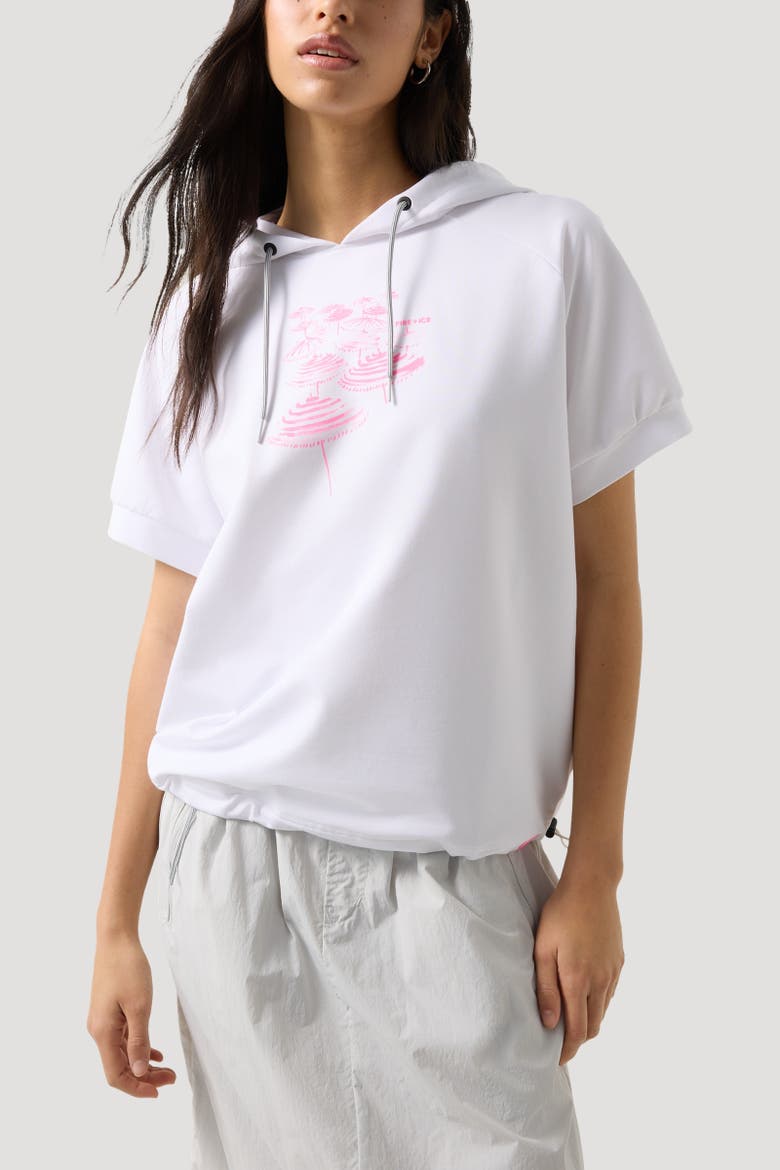 Sharon Short-Sleeved Hoodie, Alternate, color, White/Pink
