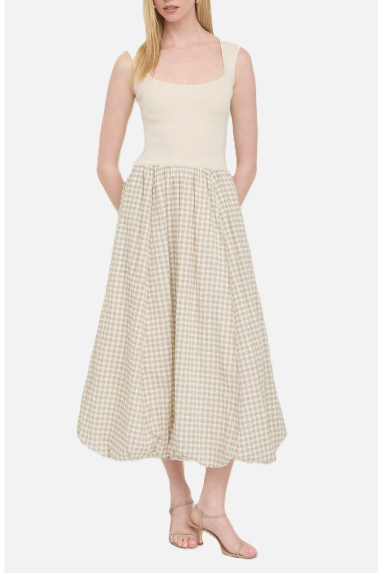 Sleeveless Mixed Media Midi Dress, Main, color, CREAM