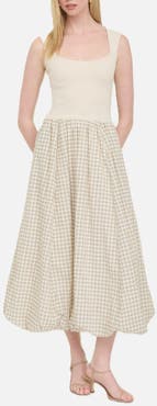 Blu Pepper Sleeveless Mixed Media Midi Dress