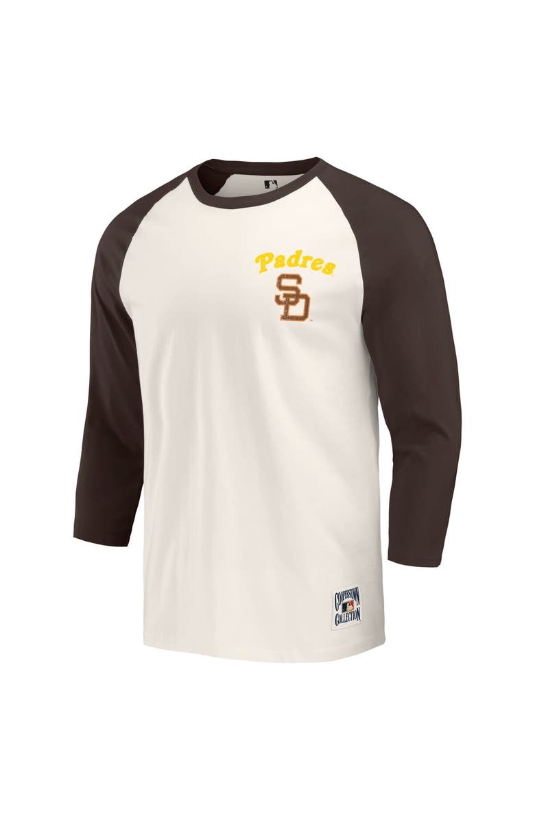 Darius Rucker Collection by Fanatics Men's Darius Rucker Collection by Fanatics Brown/White San Diego Padres Cooperstown Collection Raglan 3/4-Sleeve T-Shirt, Alternate, color,