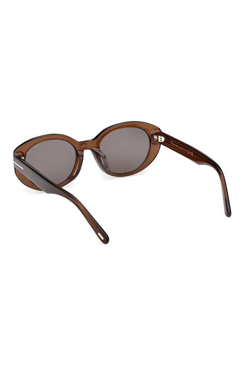 54mm Oval Sunglasses, Alternate, color, SHINY LIGHT BROWN / SMOKE