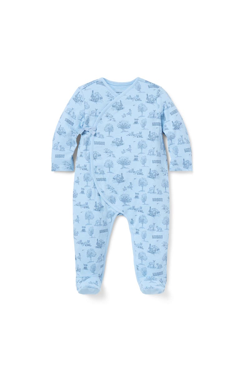 Janie and Jack Baby Woodland Toile Wrap Footed One-Piece, Main, color, Blue