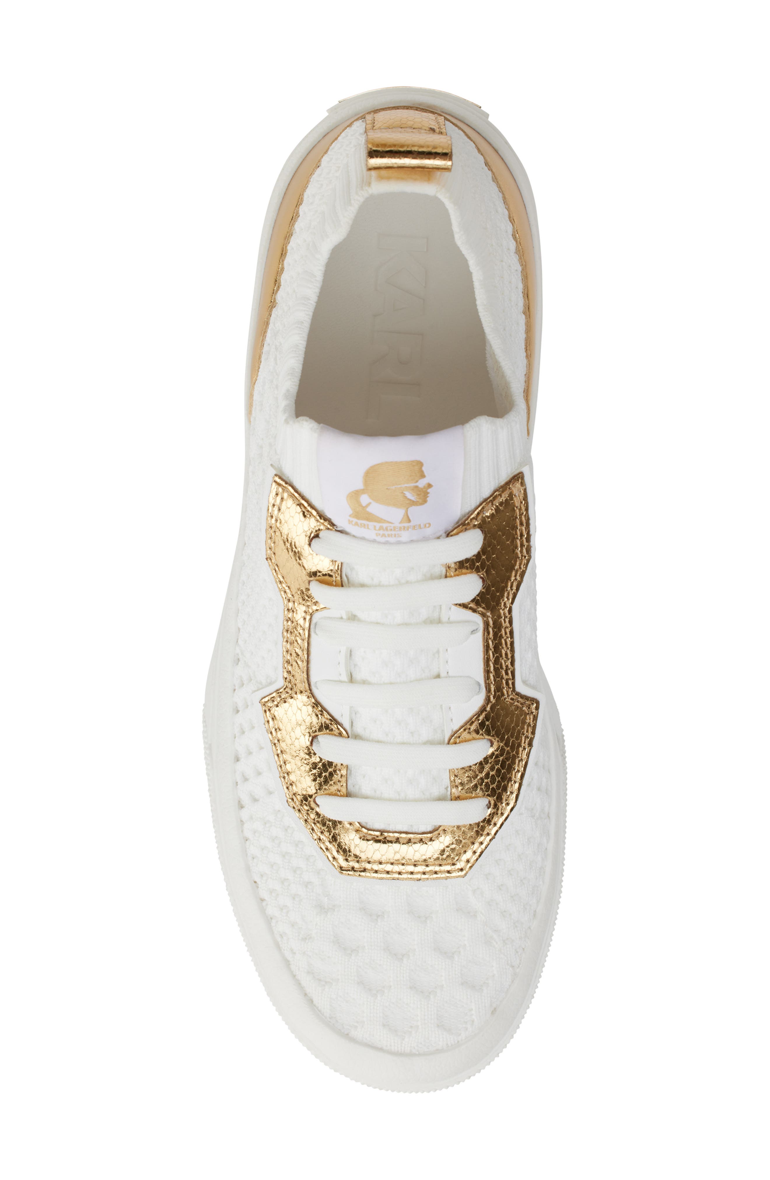 Gabby Slip-On Knit Sneaker, Alternate, color, BRIGHT WHITE/ GOLD