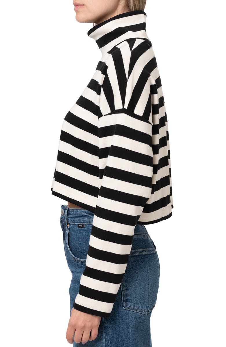 Mavi Jeans Stripe Jersey Crop Top, Alternate, color, Black Stripe