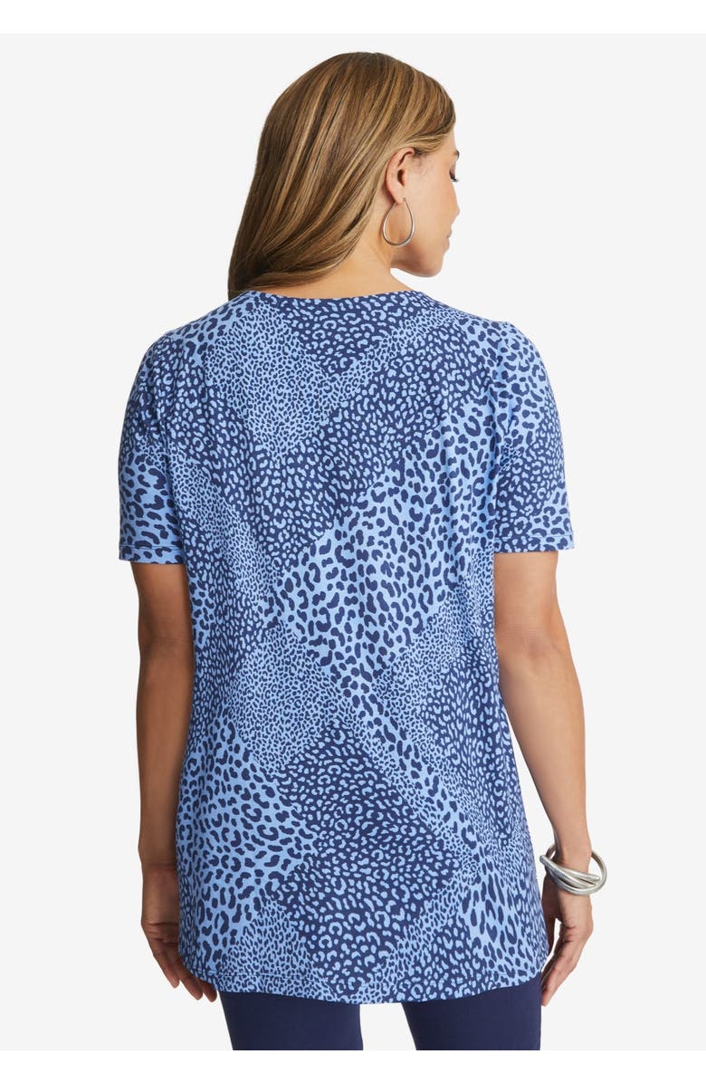 Jessica London Stretch Cotton Square Neck Tunic, Alternate, color, Black