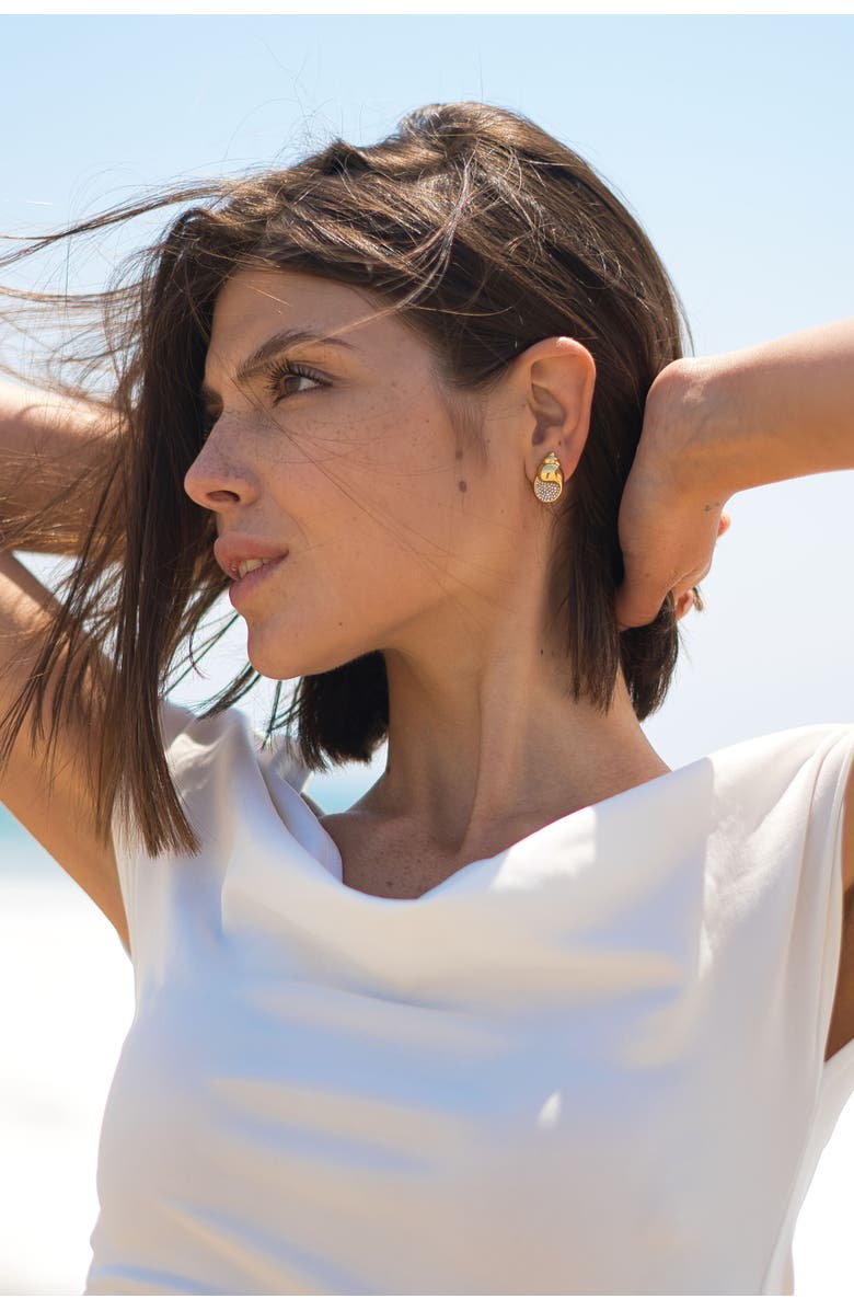 Classicharms Lexi Crystal Seashell Stud Earrings, Alternate, color, Gold