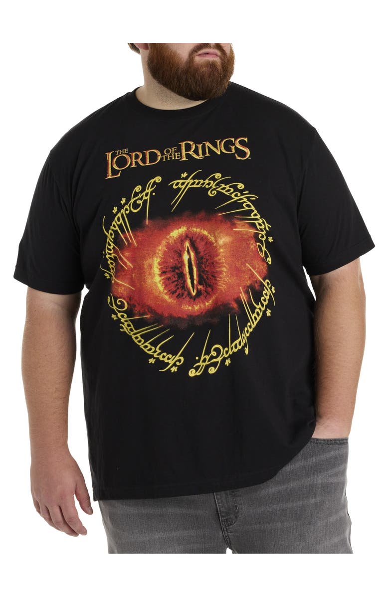 True Nation by DXL Big & Tall Lord Of The Rings Graphic Tee, Main, color, Black