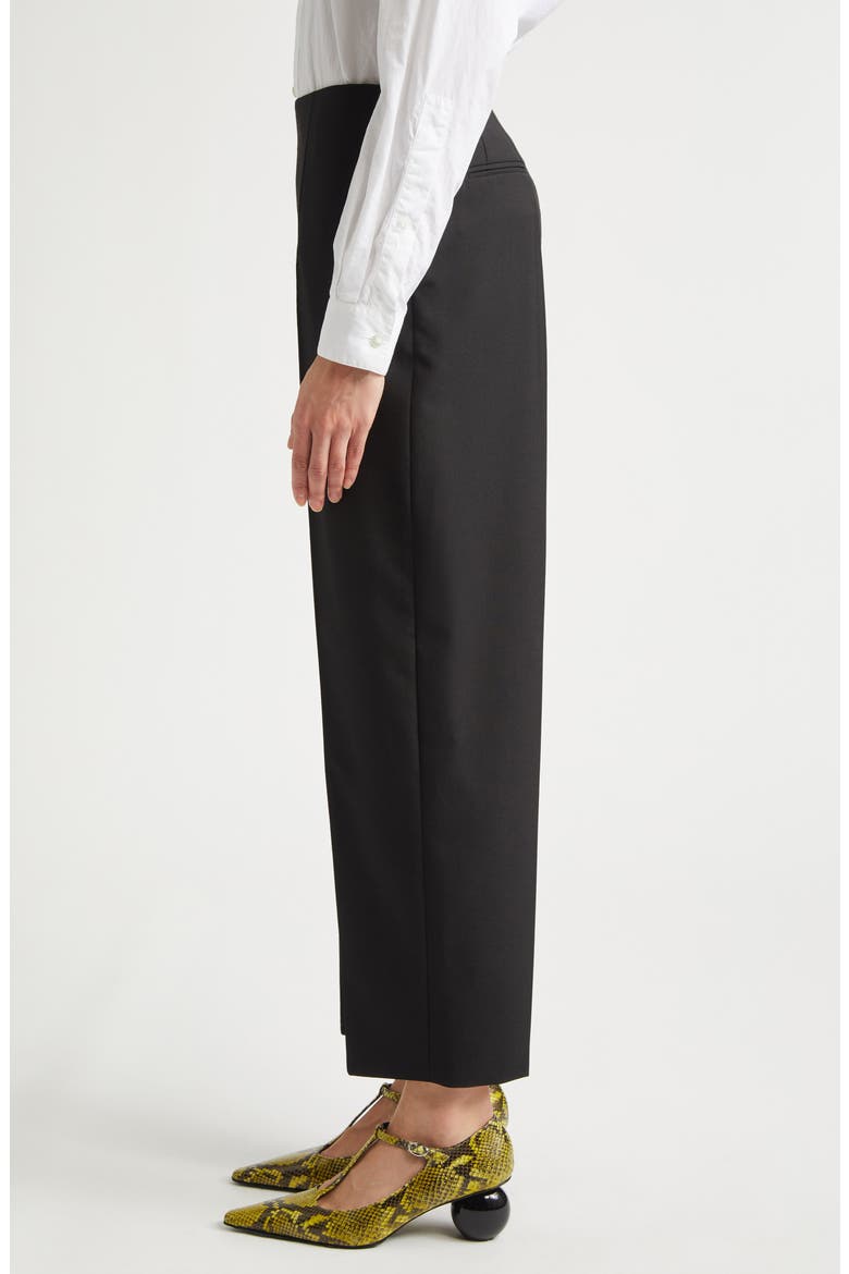 Pintuck Tapered Straight Leg Virgin Wool Pants, Alternate, color, 00N99 BLACK