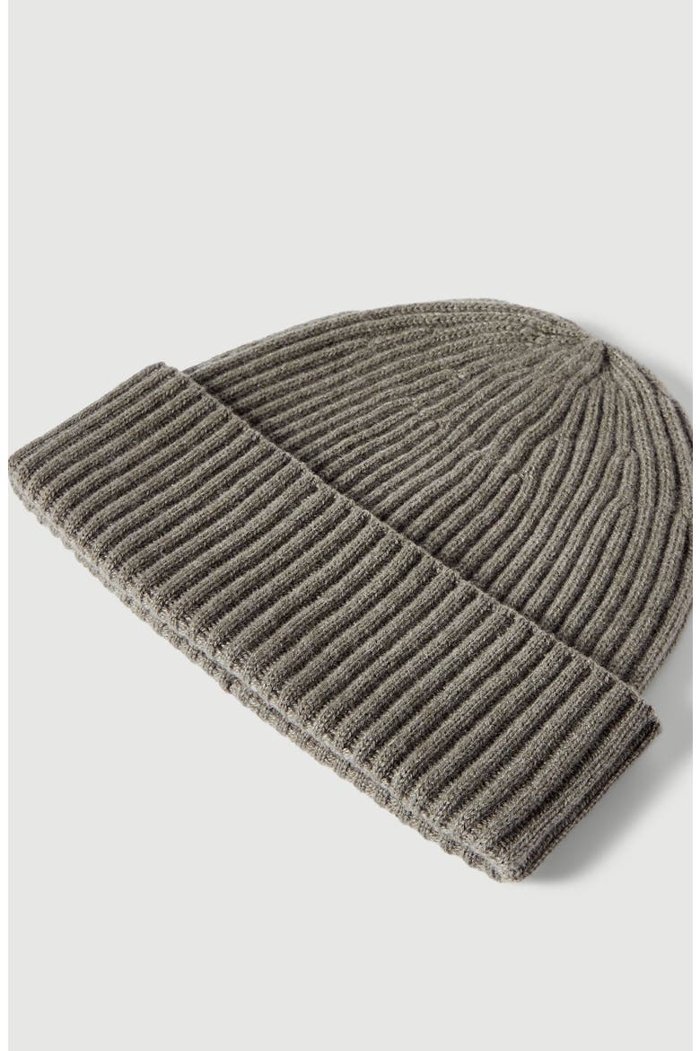 Cashmere English rib double knit beanie, Alternate, color, Military