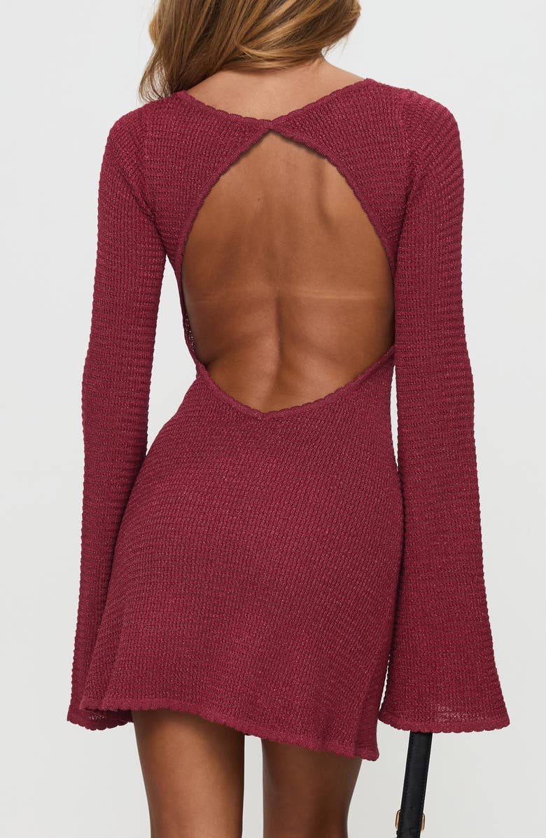 Princess Polly Rhapsody Back Cutout Long Sleeve Knit Minidress, Alternate, color, 