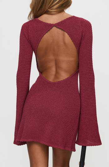 Rhapsody Back Cutout Long Sleeve Knit Minidress