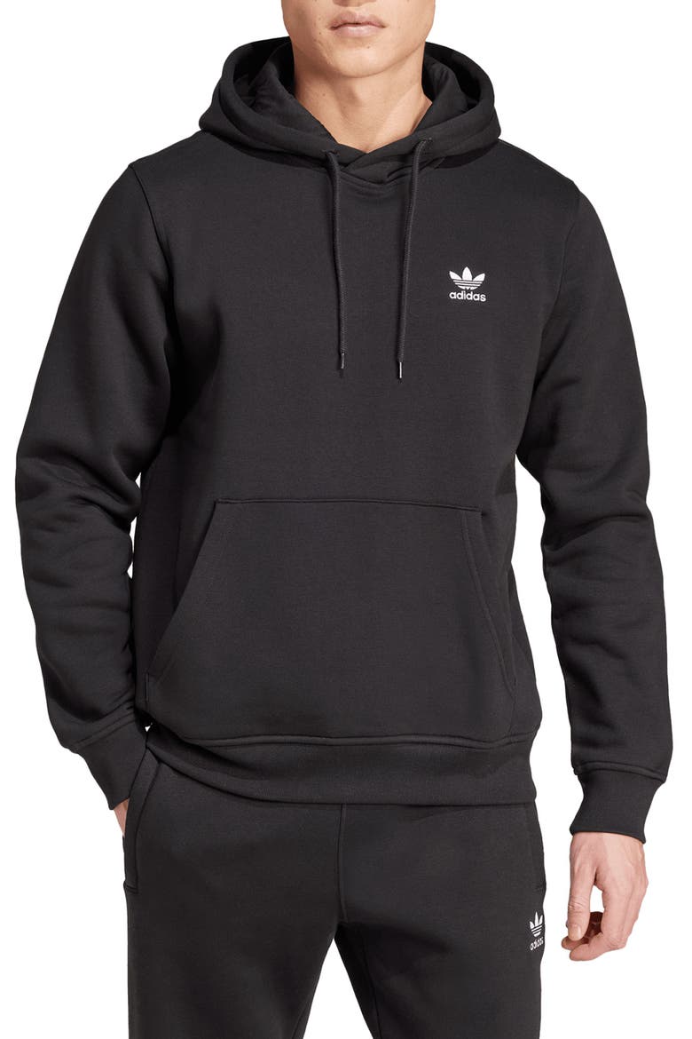 Essentials Trefoil Hoodie, Main, color, BLACK