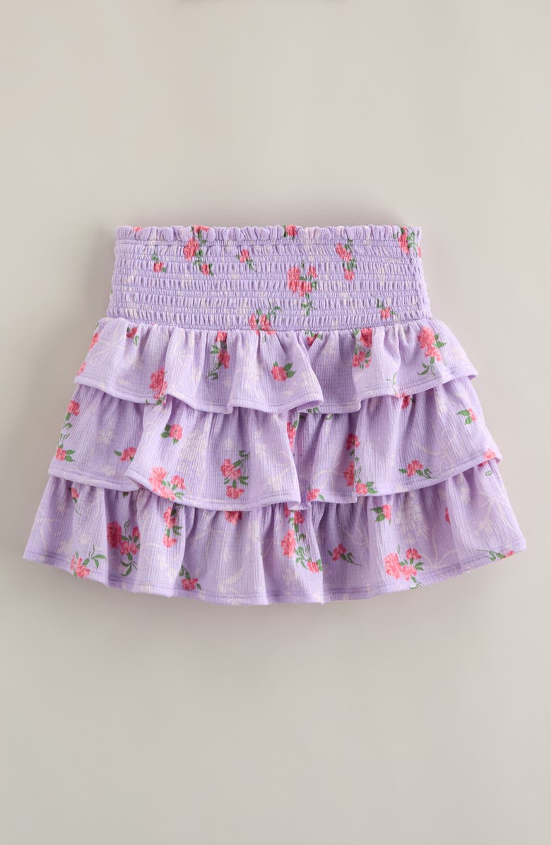 Nordstrom Kids' Smocked Tiered Skirt, Alternate, color, Purple Secret Bow Floral