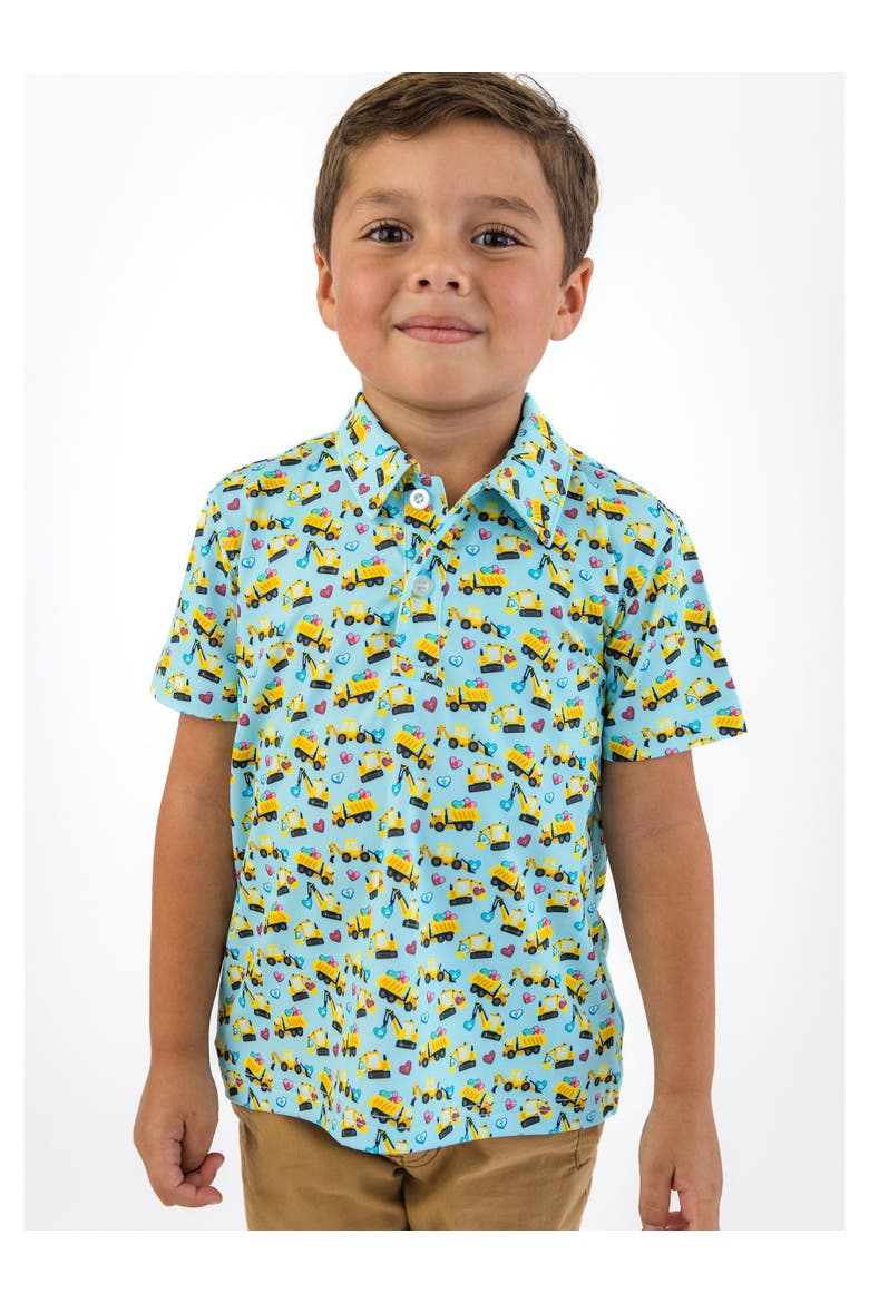 Boys Knit Short Sleeve Performance Polo, Alternate, color, Tiny Loads of Love