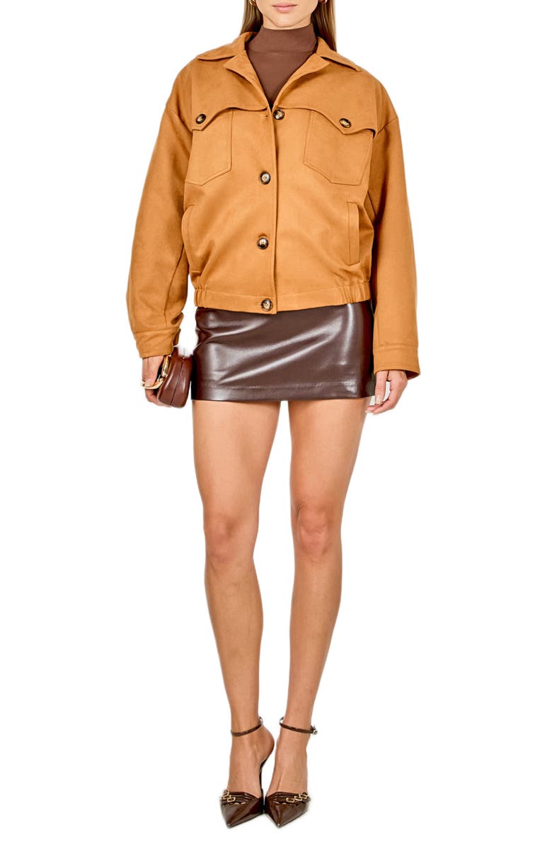 Endless Rose Oversized Faux Suede Jacket, Alternate, color, Camel