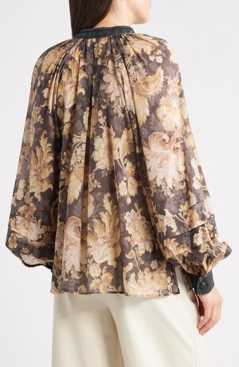 KOBI HALPERIN Stevie Raglan Sleeve Cotton Button-Up Shirt, Alternate, color, Black Multi