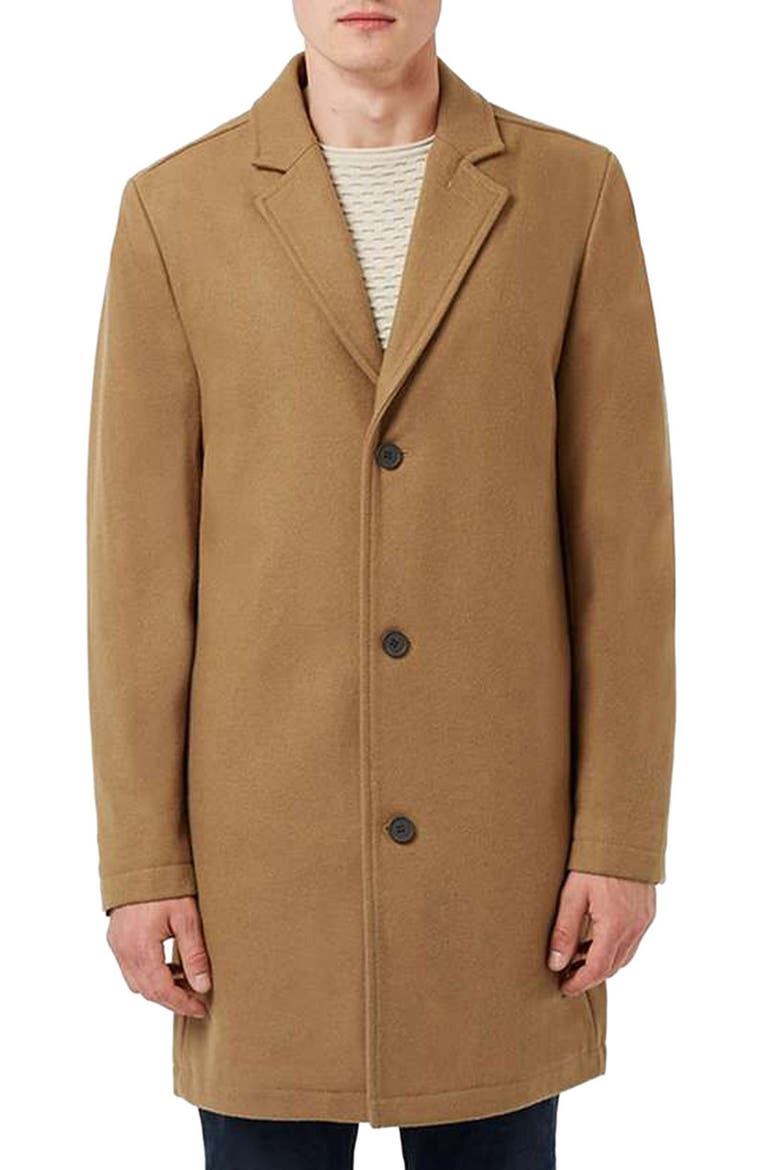 Wool Blend Overcoat, Main, color, BROWN