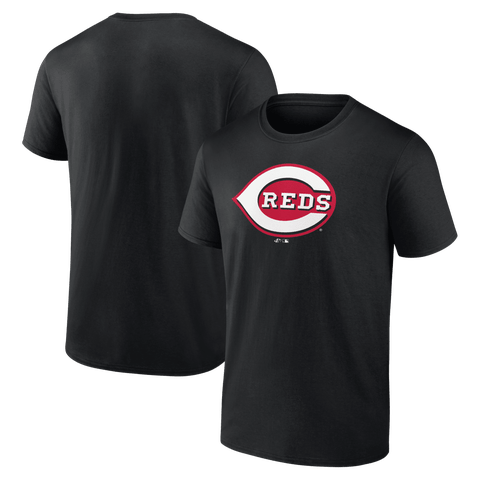 Men's Logo Athletic Black Cincinnati Reds Official Logo T-Shirt