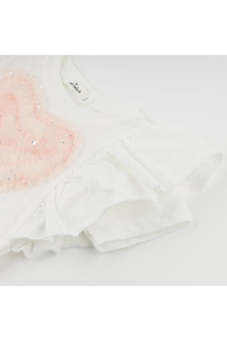 Ruffle Heart Pink Silver Tulle Butterfly Tee, Alternate, color, Cream