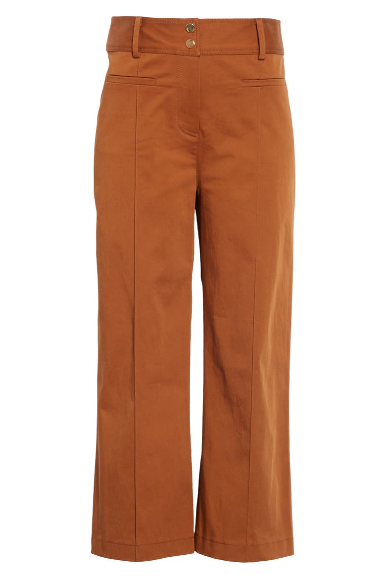 Pop Wide Leg Crop Stretch Cotton Pants, Alternate, color, RUST