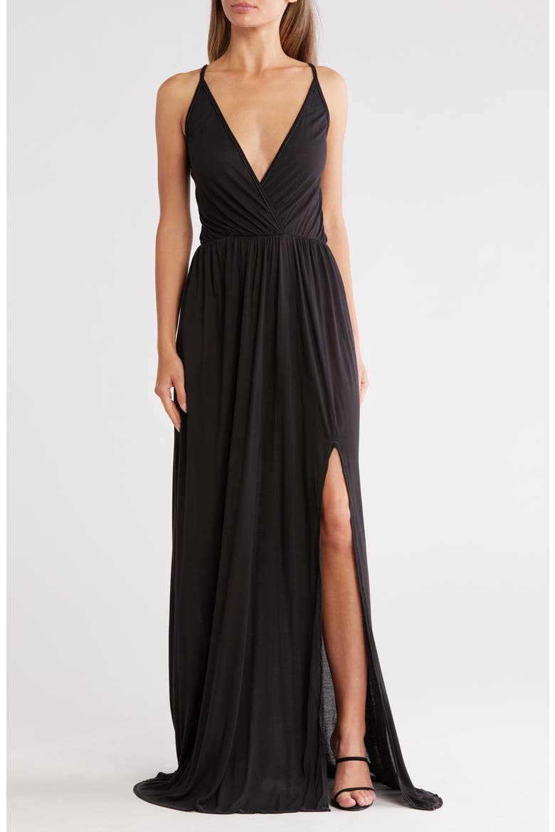 Empire Waist Maxi Dress, Main, color, BLACK