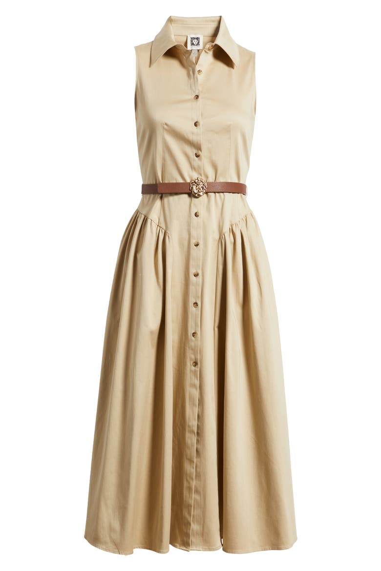Sleeveless Midi Shirtdress, Alternate, color, SAFARI