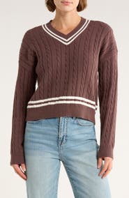 Vigoss V-Neck Cable Stitch Sweater