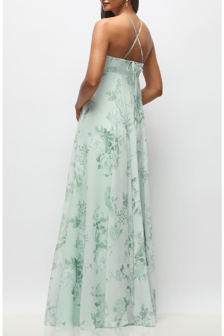 Lilith Floral Chiffon Gown, Alternate, color, MINT FLORAL