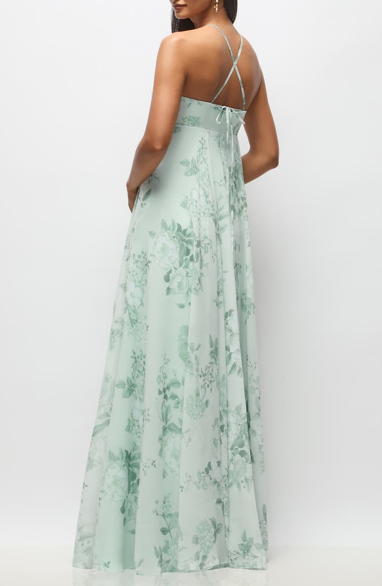 Dessy Collection Lilith Floral Chiffon Gown, Alternate, color, Mint Floral