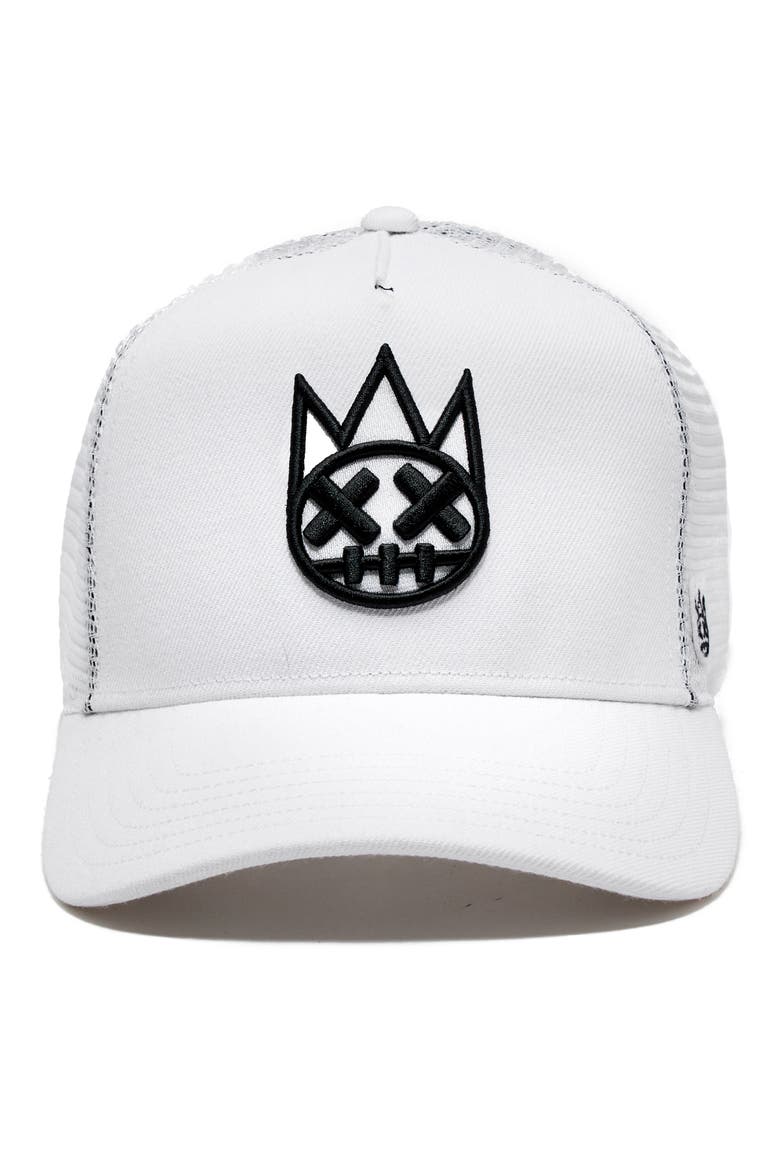 Embroidered Logo Trucker Hat, Main, color, WHITE