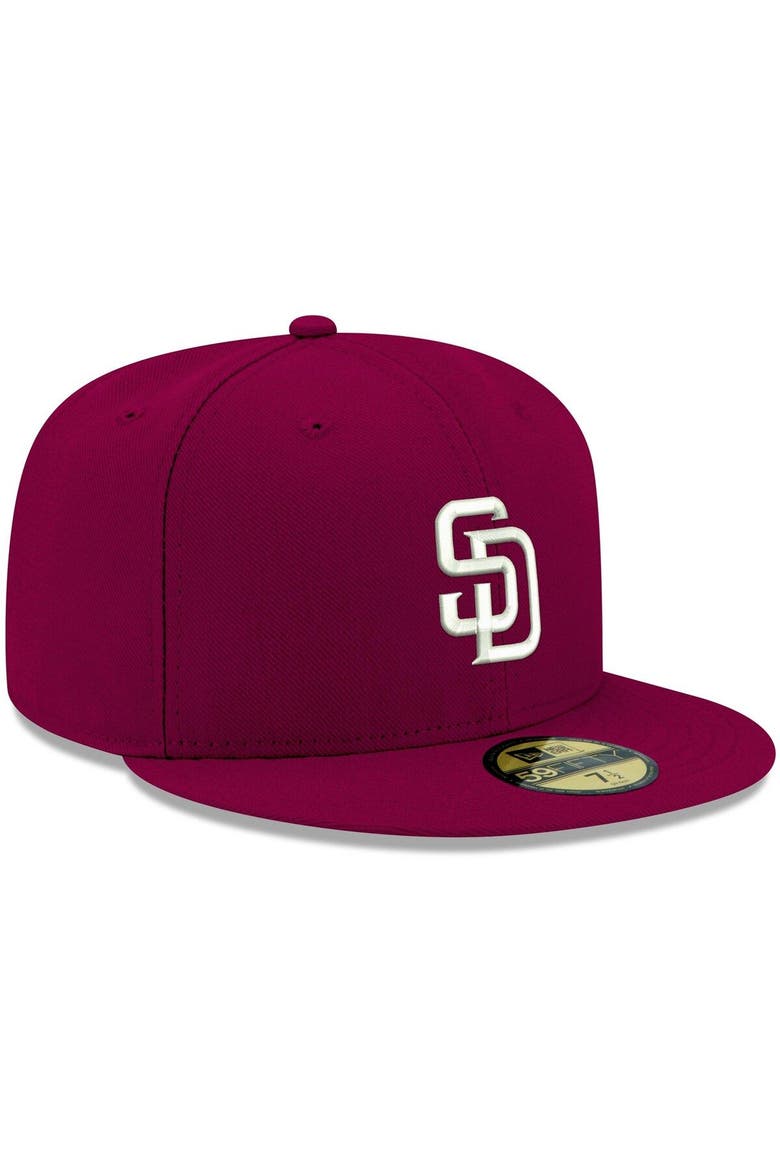 Men's New Era Cardinal San Diego Padres White Logo 59FIFTY Fitted Hat, Alternate, color, Cardinal