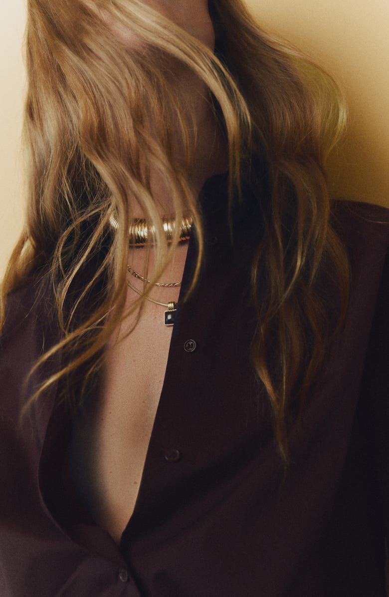 MANGO Oversize Poplin Shirt, Alternate, color, Brown