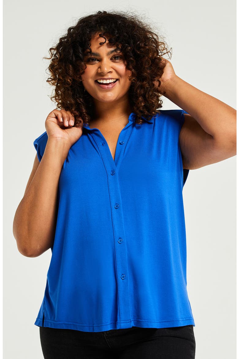 Marbella Button-Up Top, Alternate, color, MARINE BLUE