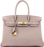 Pre-Owned Hermes Birkin Handbag Grey Togo with Gold Hardware 30