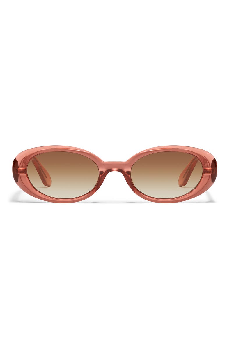 QUAY Felt Cute 52mm Gradient Small Oval Sunglasses, Main, color, Primrose/ Sepia