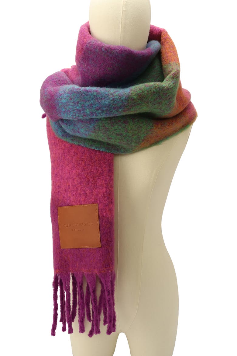 Neon Wave Yarn Dye Fringe Scarf, Alternate, color, NEON RAINBOW