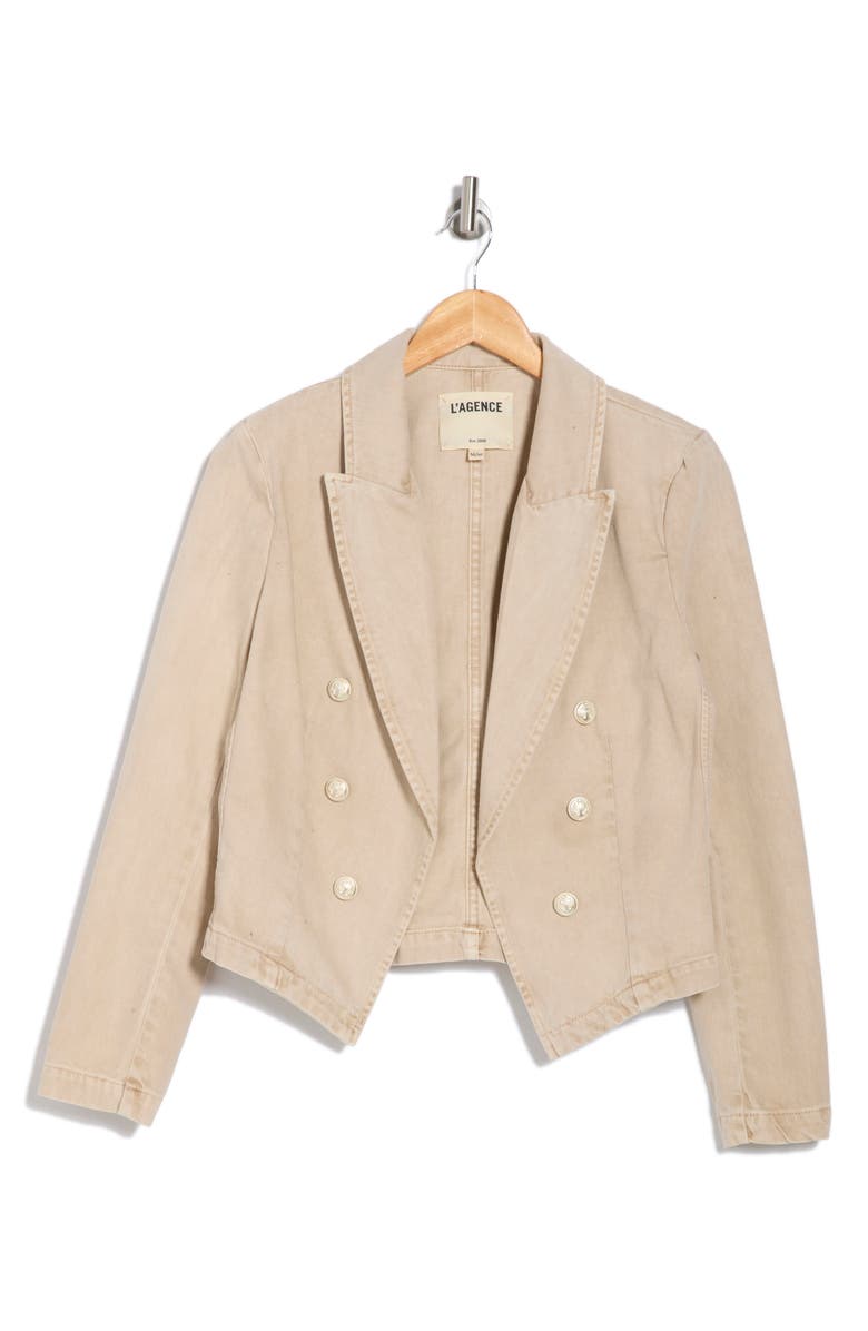 L'AGENCE Wayne Double Breasted Crop Blazer, Alternate, color, Sand Dune