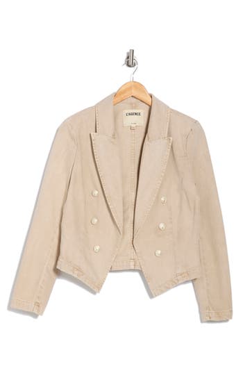 L Agence L'agence Wayne Double Breasted Crop Blazer In Sand Dune