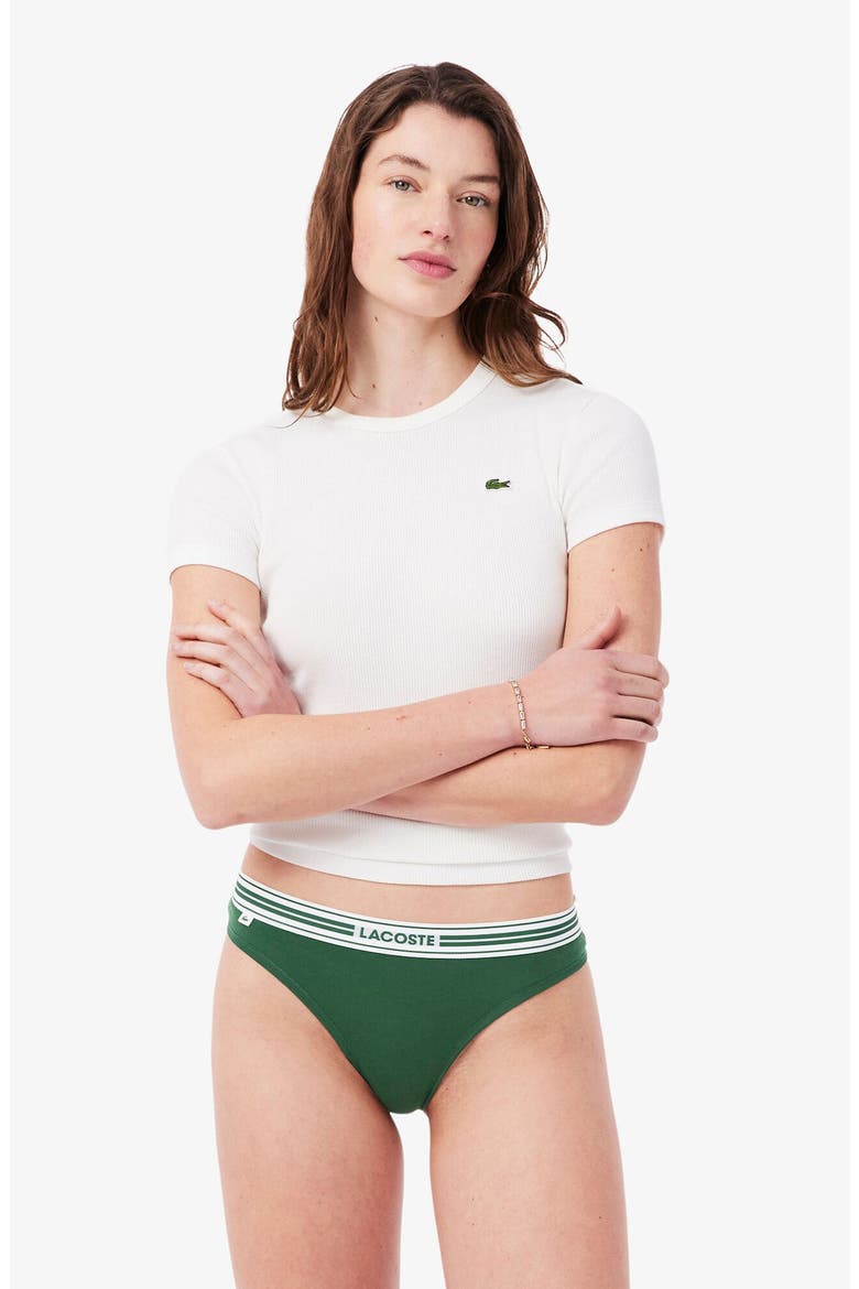 Stretch Cotton Jersey Thong, Alternate, color, GREEN