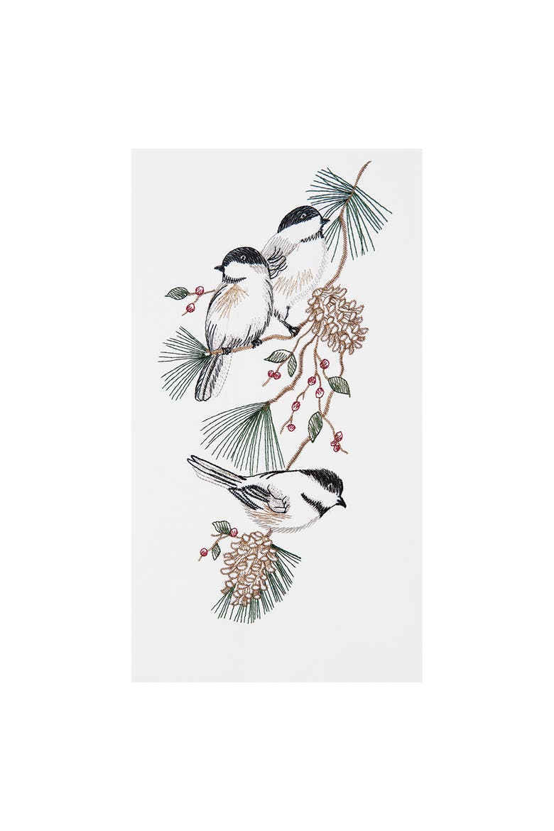Chickadees Birds in Tree Flour Sack Kitchen Towel Dish Decor Decoration 27L x 18W in., Alternate, color, White
