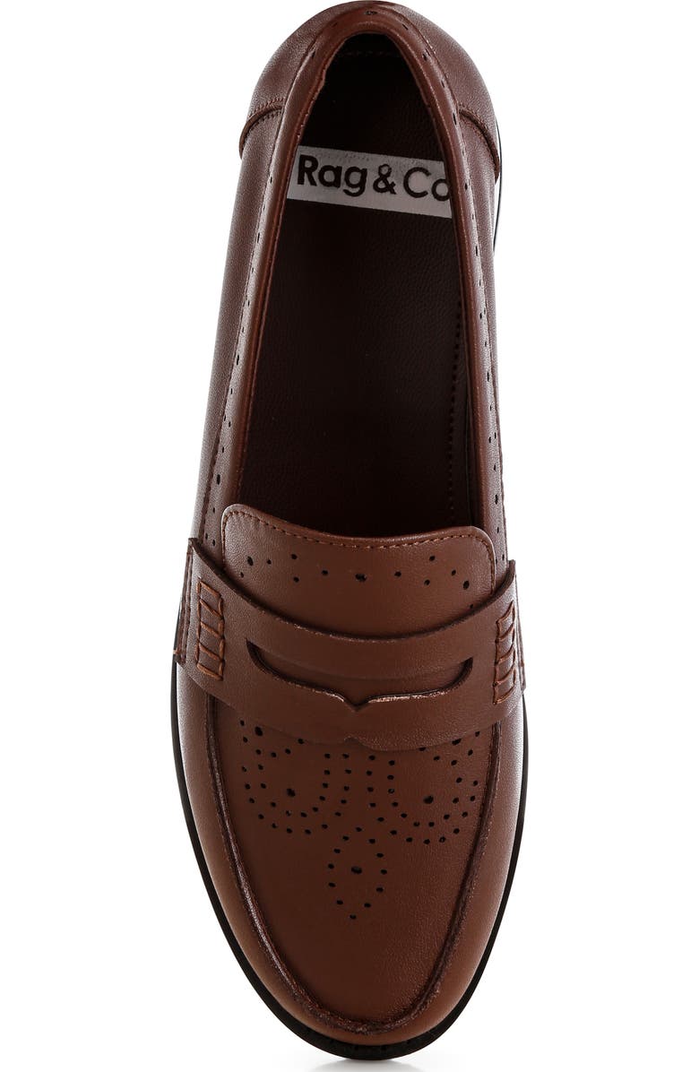 Rag & Co Clotilda Brogue Penny Loafer, Alternate, color, Brown