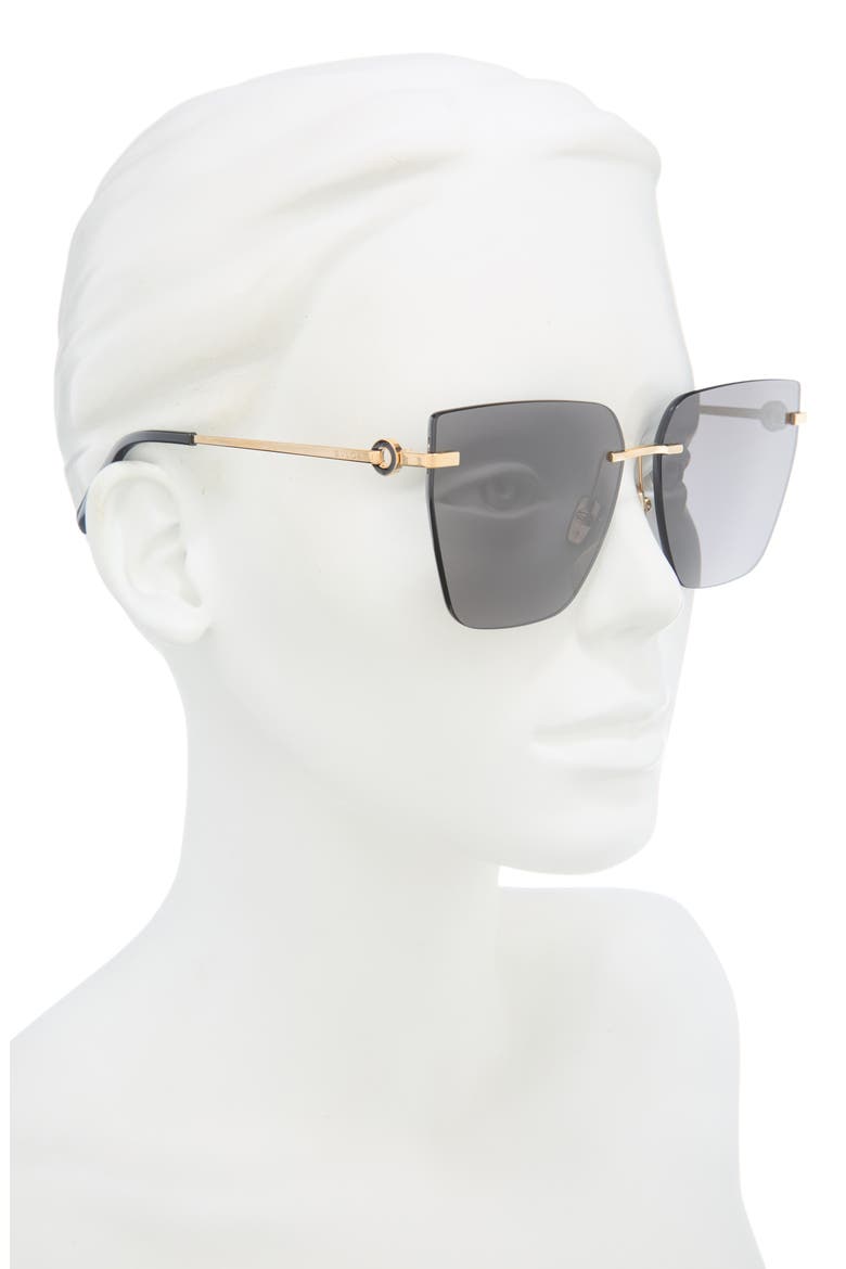 Rimless Butterfly Sunglasses, Alternate, color, SHINY ROSE GOLD / SMOKE