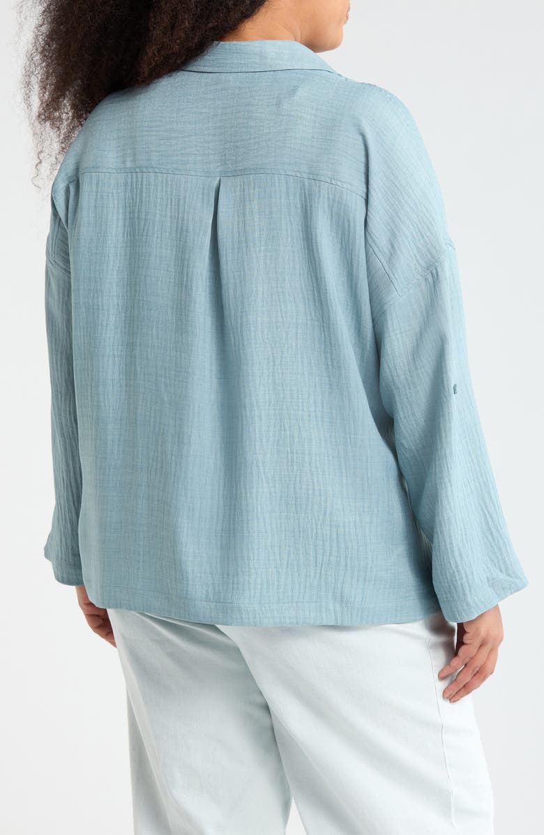 MAX STUDIO Roll Tab Sleeve Popover Top, Alternate, color, Heather Mineral