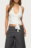 EDIKTED Renee Halter Faux Wrap Crop Top
