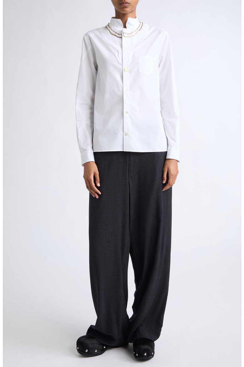 Chain Inset Cotton Button Up Shirt, Alternate, color, WHITE