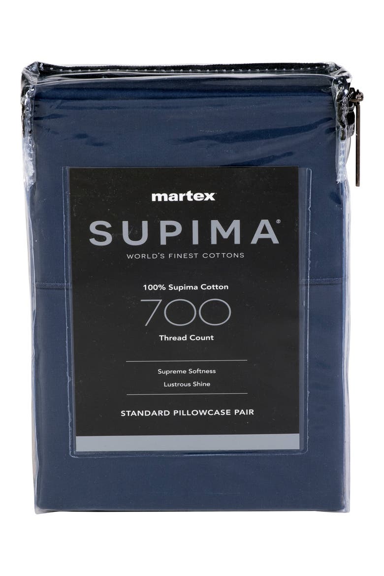 Set of 2 Solid 700 Thread Count 100% Supima Cotton Pillowcases, Alternate, color, BLUE INDIGO