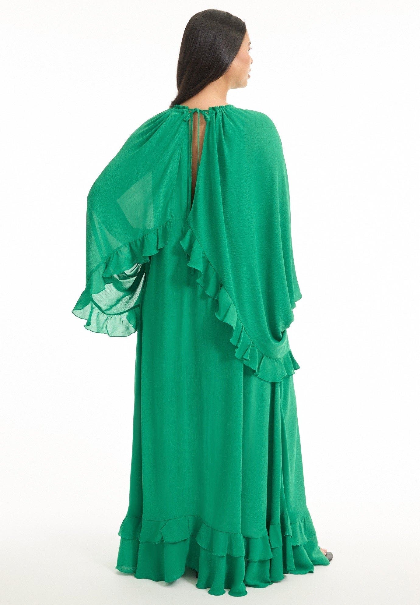 Ruffled Chiffon Cape Maxi Dress - image 2